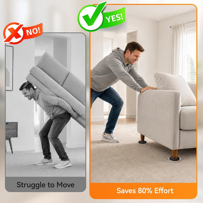Furniture Sliders Plastic Sliders for Carpet and Hardwood Floors, Reusable Furniture Moving Pads, Chair Legs Floor Protectors, Easy Move Heavy Furniture (Beige, 16 Plastic 3 1/2” Slides)