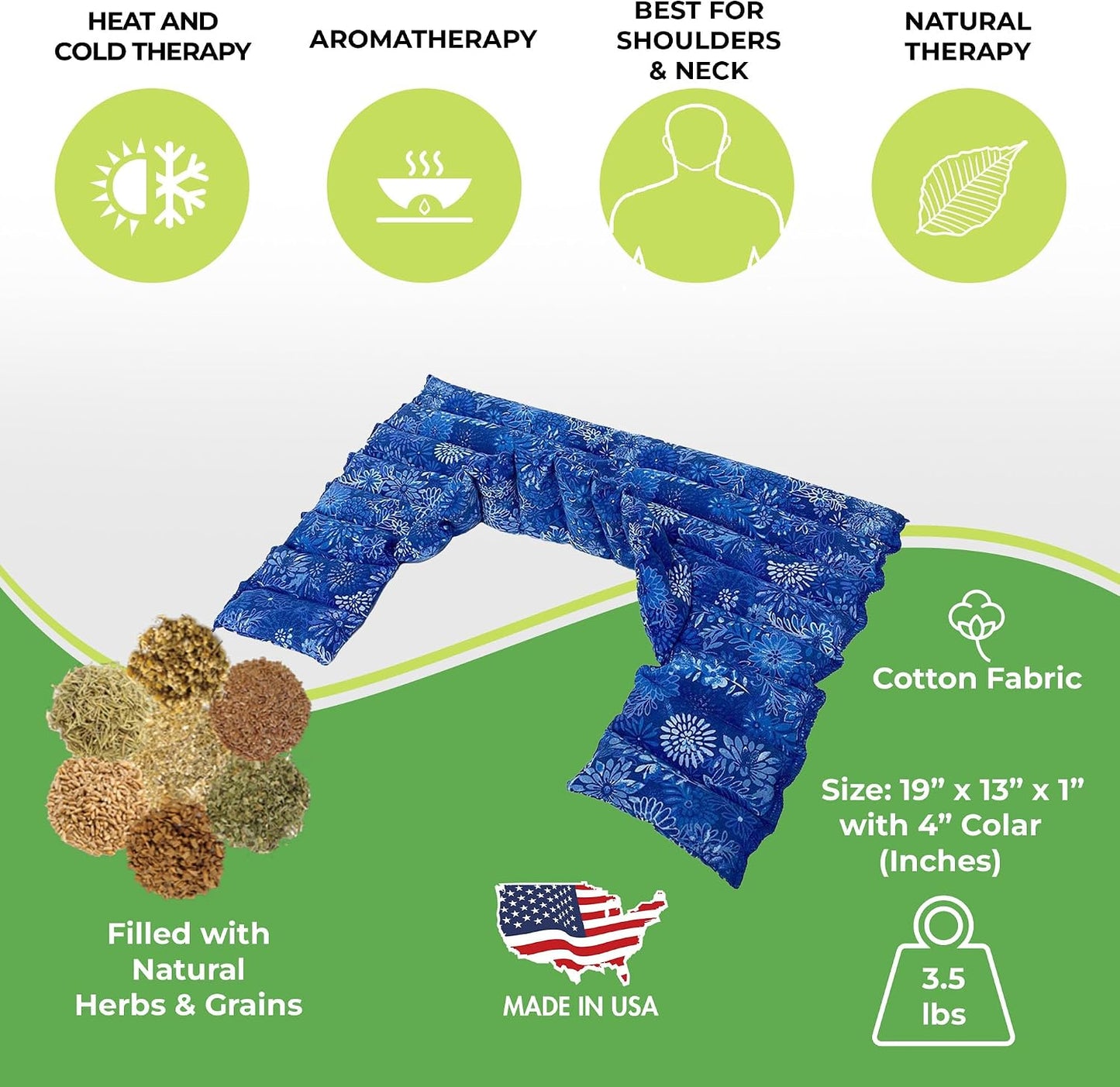 Nature Creation Microwave Heat Pad for Neck and Shoulder with an Extention that Cover The Neck - Microwave Heating Pad for Shoulders & Upper Back Cold Compress & Hot Pack - Happy Hearts 1 Pack