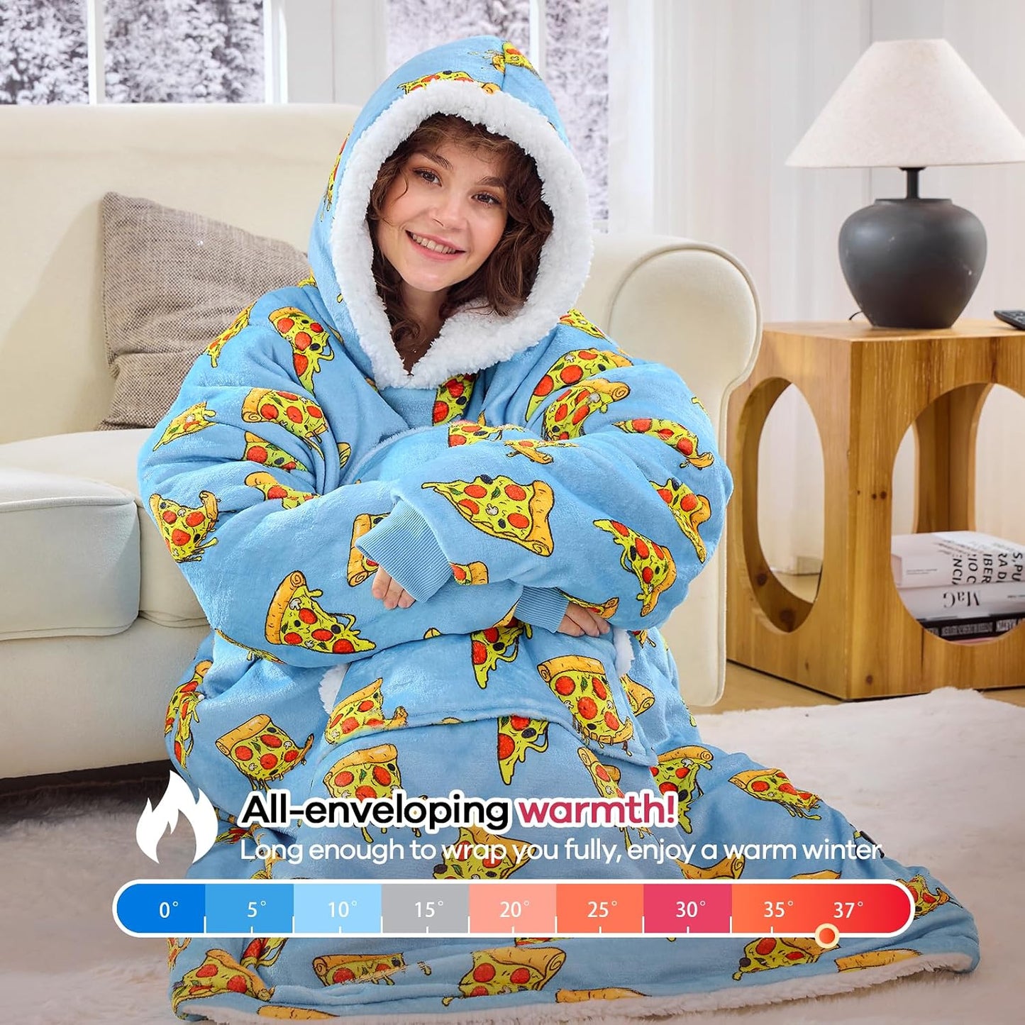 yescool Wearable Blanket Hoodie, Flannel Sherpa Fleece Blanket Sweatshirt for Adults Women Men,One Size Fits All - Colors A