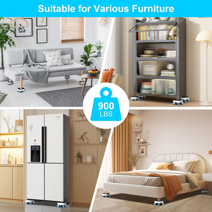 New Upgrade Furniture Sliders: Furniture Movers with Wheels & Groove | Furniture Dolly with 360° Rotatable Wheels - Appliance Roller for Moving Heavy Sofa Bed - Load Capacity Up to 750lb