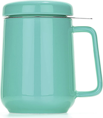 Tealyra - Peak Ceramic Red Tea Cup Infuser - 19-ounce - Large Tea High-Fired Ceramic Mug with Lid and Stainless Steel Infuser - Tea-For-One Perfect Set for Office and Home Uses - 580 milliliter
