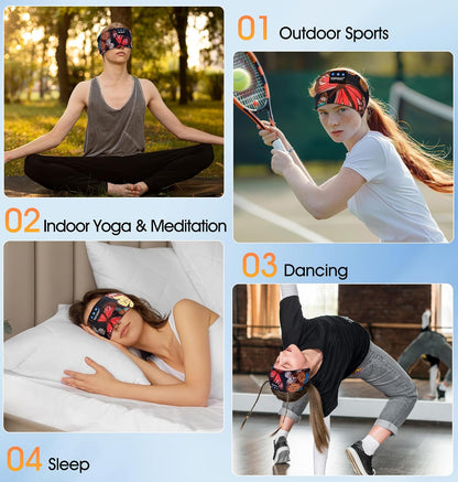 TOPOINT Sleep Headphones Headband Bluetooth 5.4, Sports Headband Earphones Sleeping Bluetooth Wireless with USB C for Women Men Sports Gifts Workout Jogging Yoga Insomnia Air Travel Meditation