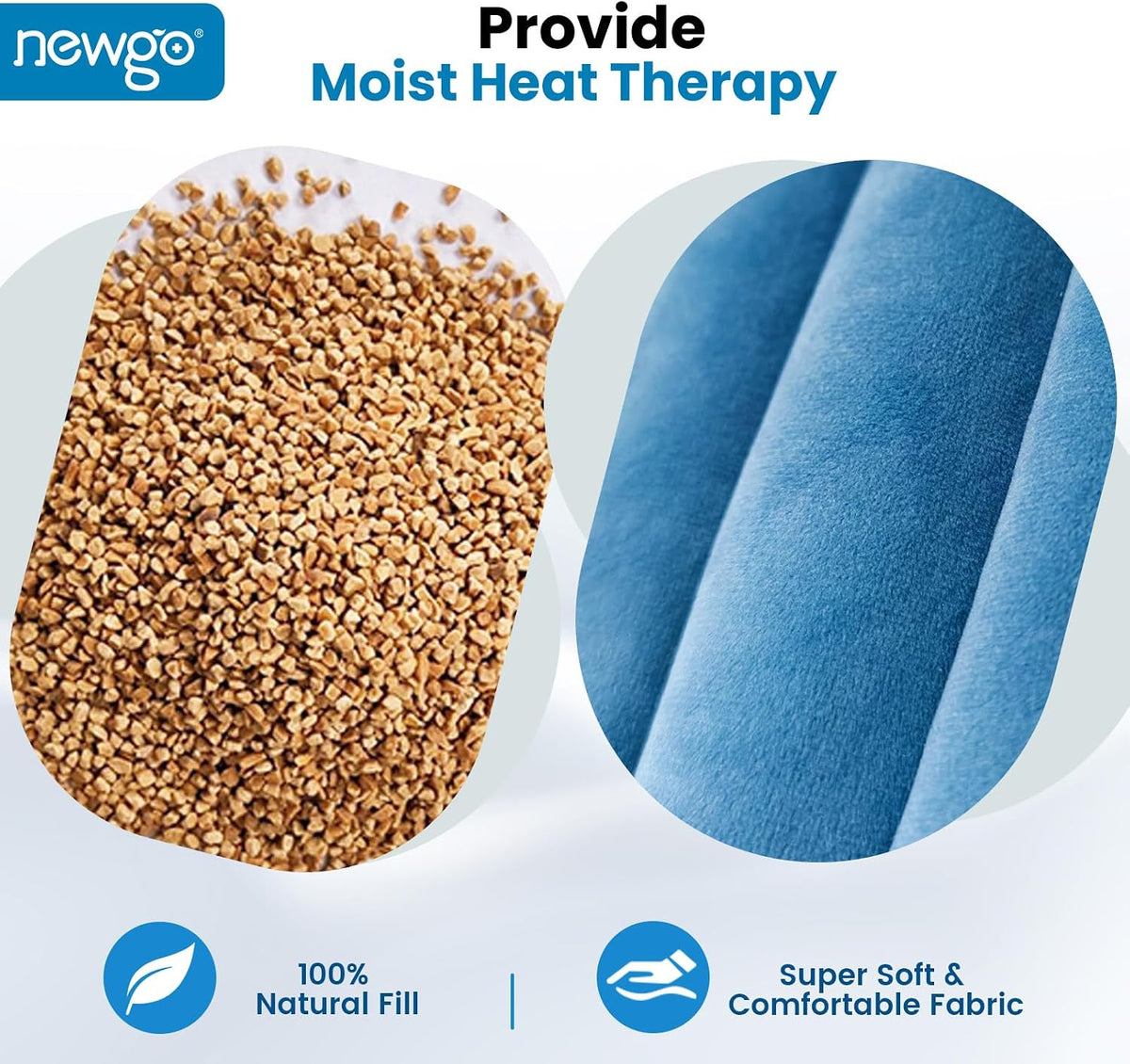 NEWGO Microwavable Moist Heat Neck Wrap, Weighted Heating Pad for Neck and Shoulder Pain Relief, Aromatherapy Heating Wrap for Muscle Stiffness, Tension Headache