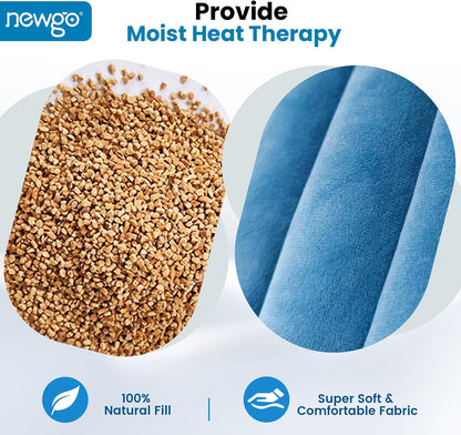 NEWGO Microwavable Moist Heat Neck Wrap, Weighted Heating Pad for Neck and Shoulder Pain Relief, Aromatherapy Heating Wrap for Muscle Stiffness, Tension Headache
