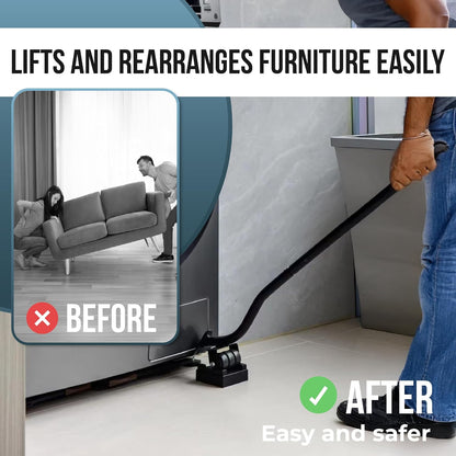 Furniture Lifter Tool Set – Heavy Duty Steel Lever & 3 Sliding Pads – Lifts up to 550 lbs – Ideal for Moving Sofas, Appliances & More