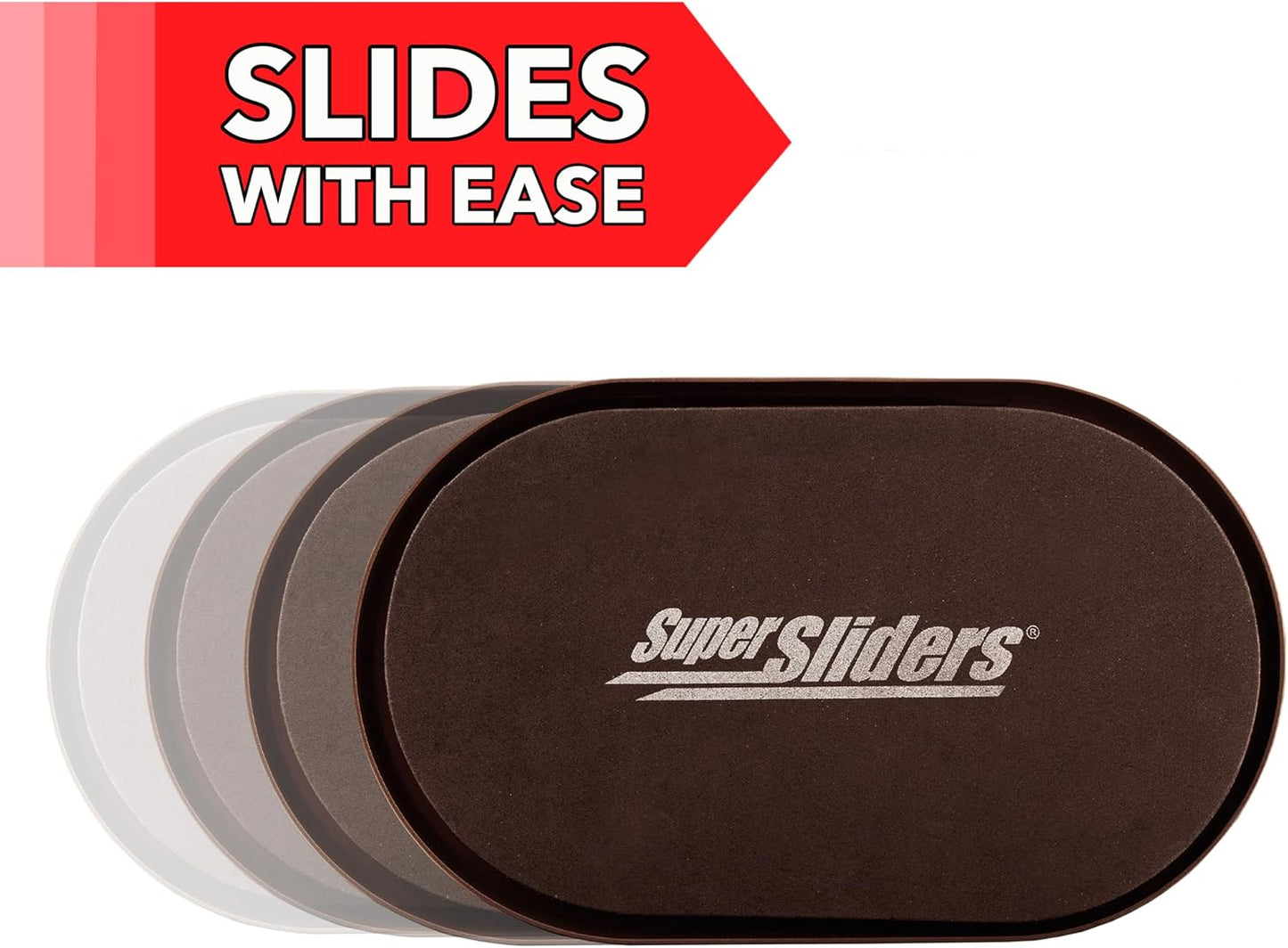 Super Sliders 5-3/4" x 9-1/2" XL Oval Reusable Furniture Sliders for Carpet, Anti-Slip Protective Furniture Moving Pads for Beds, Sofas, Dressers, Set of 8, Brown