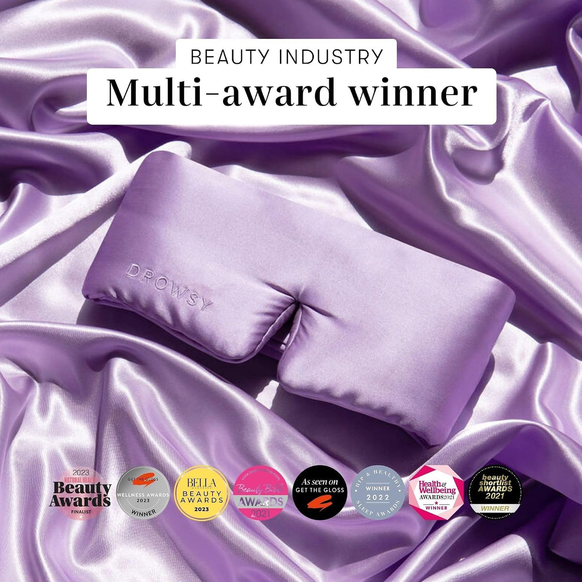 DROWSY Silk Sleep Mask - Face-Hugging, Padded Cocoon for Luxury Sleep in Total Darkness - 100% Pure Mulberry Silk, Skin-Hydrating & Adjustable (Midnight Blue)