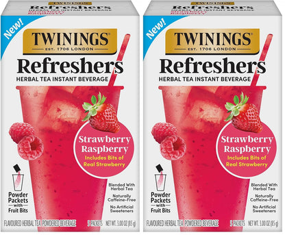 Twinings Strawberry & Raspberry Herbal Iced Tea, 72 Oversized Tea Bags, Makes 18 Pitchers or 144 Servings, Unsweetened, Naturally Caffeine-Free, 72 Count (Pack of 1)