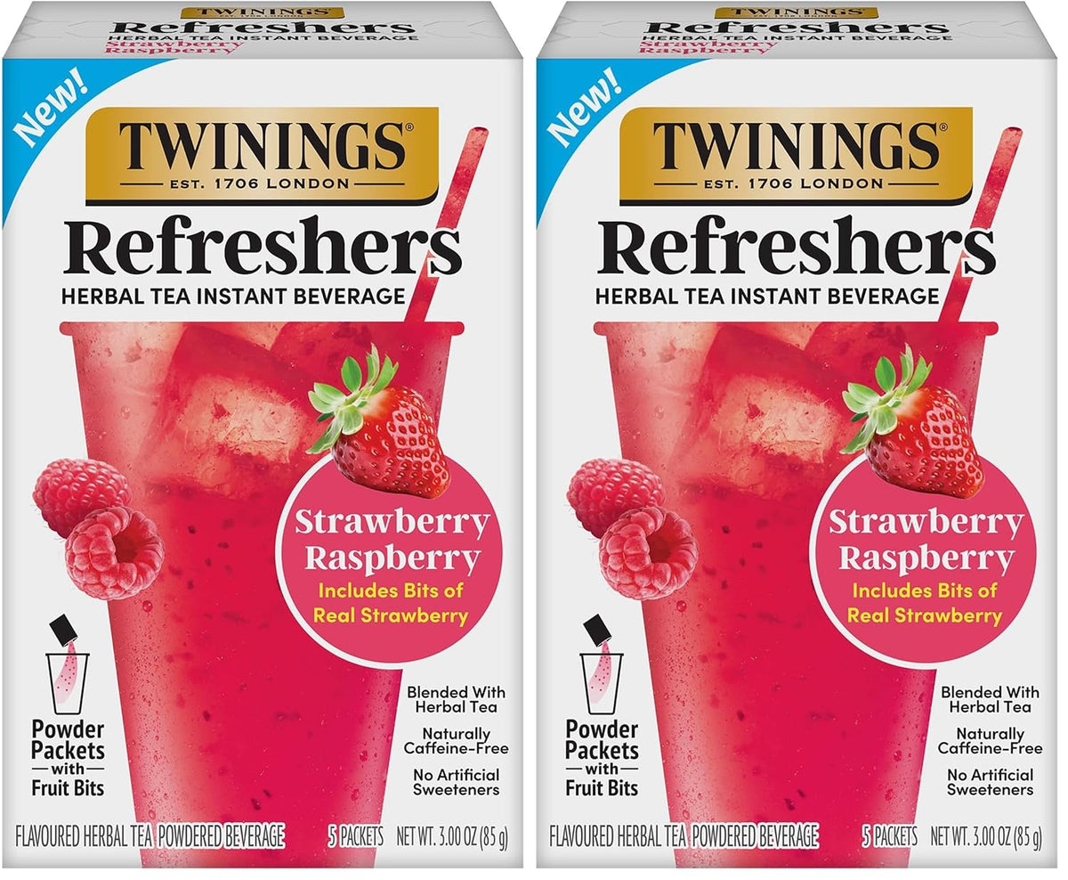 Twinings Strawberry & Raspberry Herbal Iced Tea, 72 Oversized Tea Bags, Makes 18 Pitchers or 144 Servings, Unsweetened, Naturally Caffeine-Free, (Pack of 1)