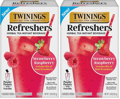 Twinings Strawberry & Raspberry Herbal Iced Tea, 72 Oversized Tea Bags, Makes 18 Pitchers or 144 Servings, Unsweetened, Naturally Caffeine-Free, (Pack of 1)
