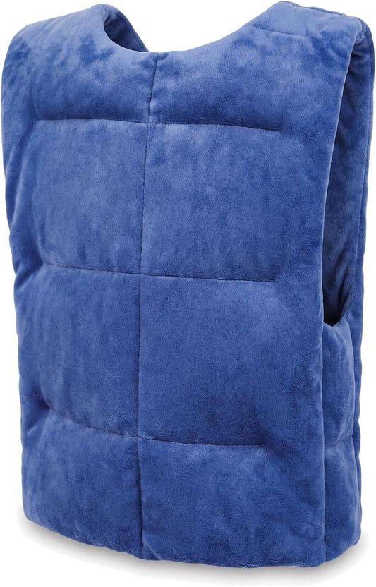 Herbal Concepts Microwavable Heating Pad for Back Pain Relief - Organic Flaxseed, Peppermint & Lemongrass Vest Wrap for Neck, Shoulders & Back - Blue