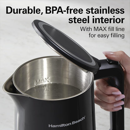 Hamilton Beach Digital Temperature Control Electric Tea Kettle, Hot Water Boiler & Heater 1.7L, 5 Preset Modes + Keep Warm, Fast Boil 1500 Watts, BPA Free, Cool-Touch Exterior, Black (41033) | Fast Boiling 1500 Watts |Temp Control + 5 Presets |