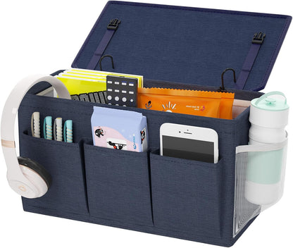 Bedside Caddy Bedside Storage Hanging Organizer for Bunk Dorm Bed Rail | Bed Caddy with Hooks, Top Bunks and Dorm Essentials for Water, Tissues, Tablets, Books, Phones, Remotes and Other Necessories