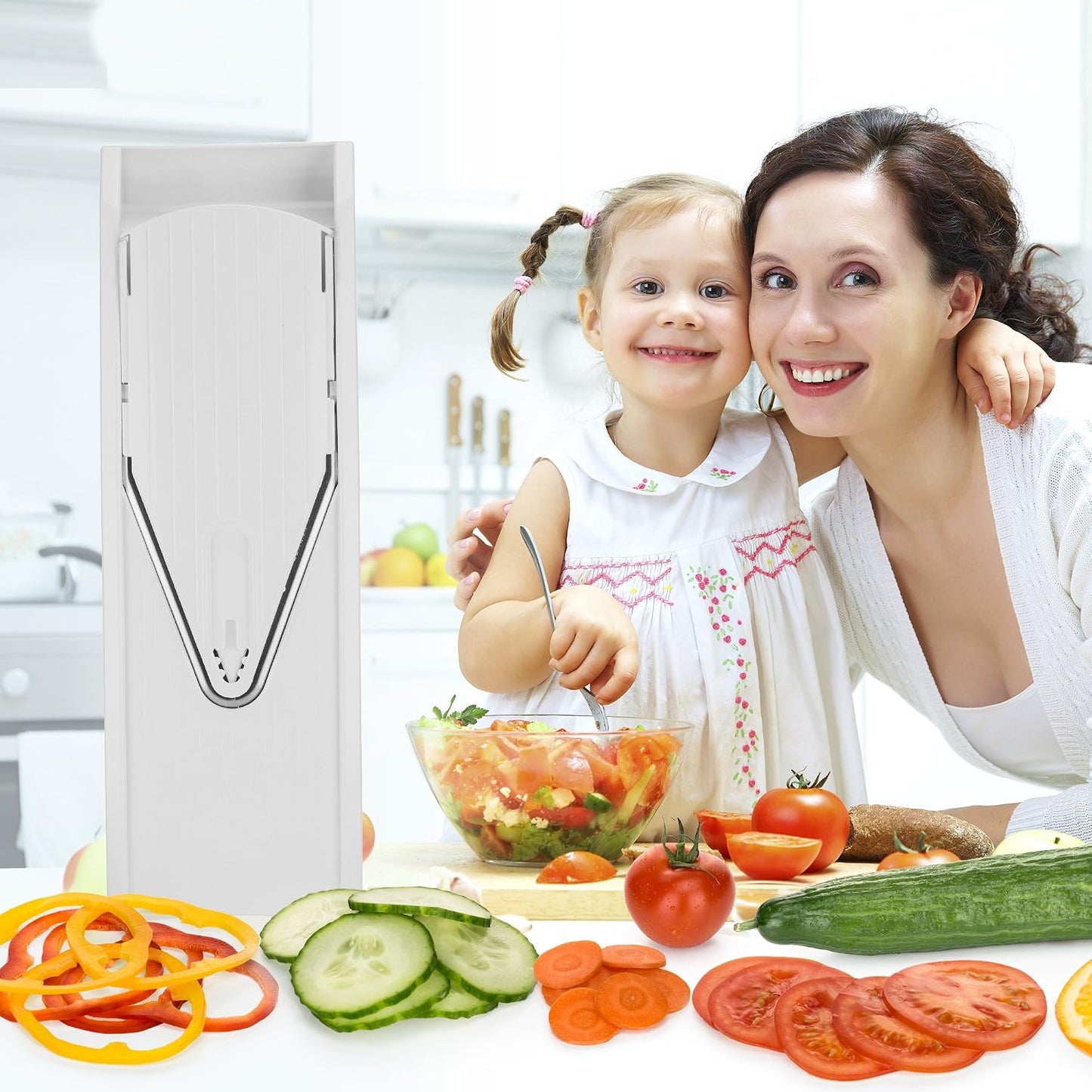 Börner Mandoline Slicer V1 (Basis Set) • V-Slicer with 2 Inserts & Fruit Holder • Adjustable Kitchen Slicer for Vegetables & Fruits • Vegetable Cutter • 3 Thickness Settings • Color: Red