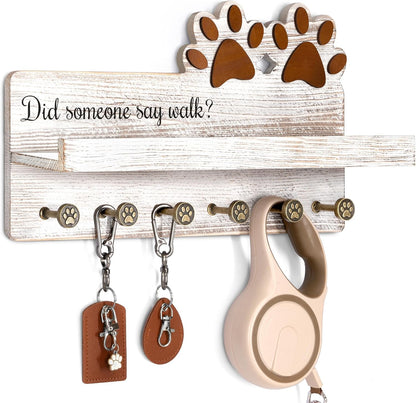 MTERSN Cute Dog Leash Holder for Wall for Pet Station Organizer, Brown