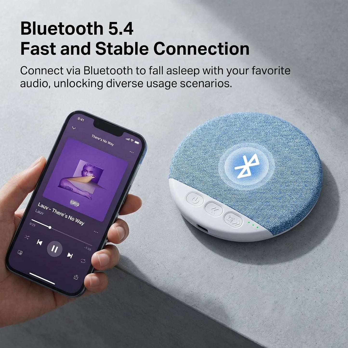Ultra-Thin Bluetooth Pillow Speaker,Mini Portable Under Pillow Speaker with White Noise Timer Wireless Sleep Aid,Bone Conduction Sound Design for Side Sleepers,Private Stereo Sound for Adult&Kid,Blue