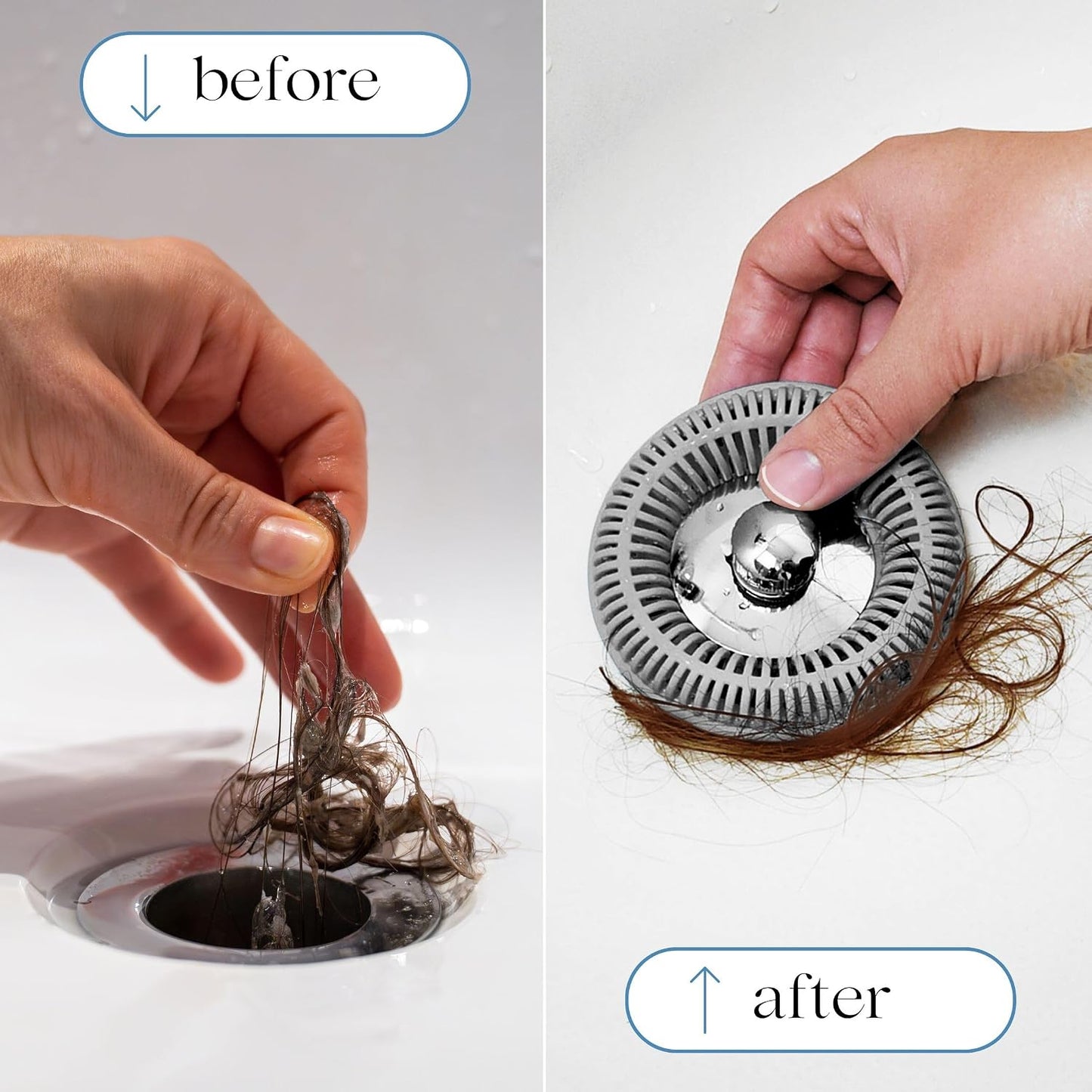 TubRing Pop-Up Drain Protector & Strainer Silicone Hair Catcher, Aqua | Easy snap-in design fits around bathtub stoppers. Customizable utility guard for clog prevention. Fits 1.85"- 2.16" drains.