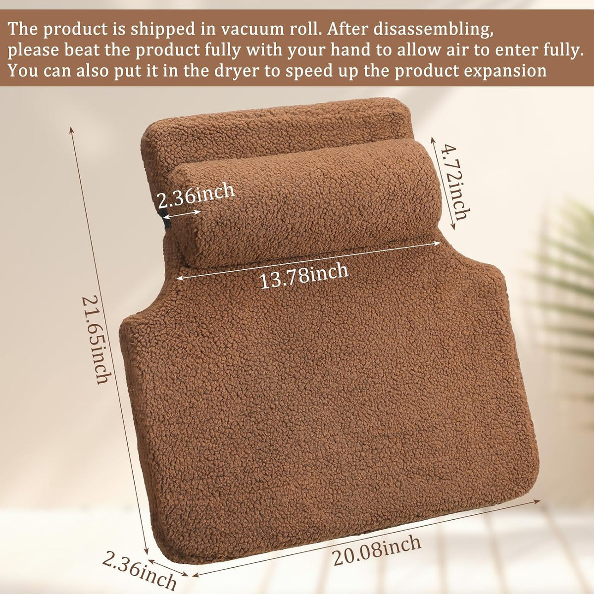 Colingmill Sherpa Fleece Lumbar Pillow with Headrest Memory Foam Back