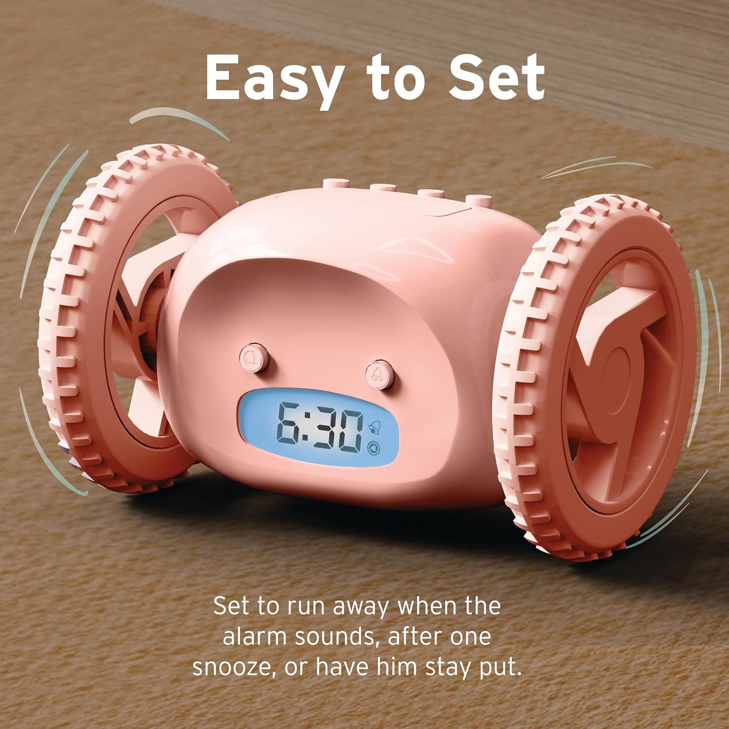 CLOCKY Alarm Clock on Wheels – Loud Rolling Alarm Clock for Heavy Sleepers | Runaway Clock that Jumps & Runs to Wake You Up | Funny Unique Gift for Adults, Teens & Kids Bedrooms (Black)