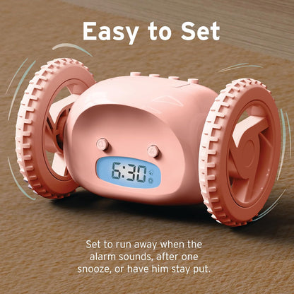CLOCKY Alarm Clock on Wheels – Loud Rolling Alarm Clock for Heavy Sleepers | Runaway Clock that Jumps & Runs to Wake You Up | Funny Unique Gift for Adults, Teens & Kids Bedrooms (Black)