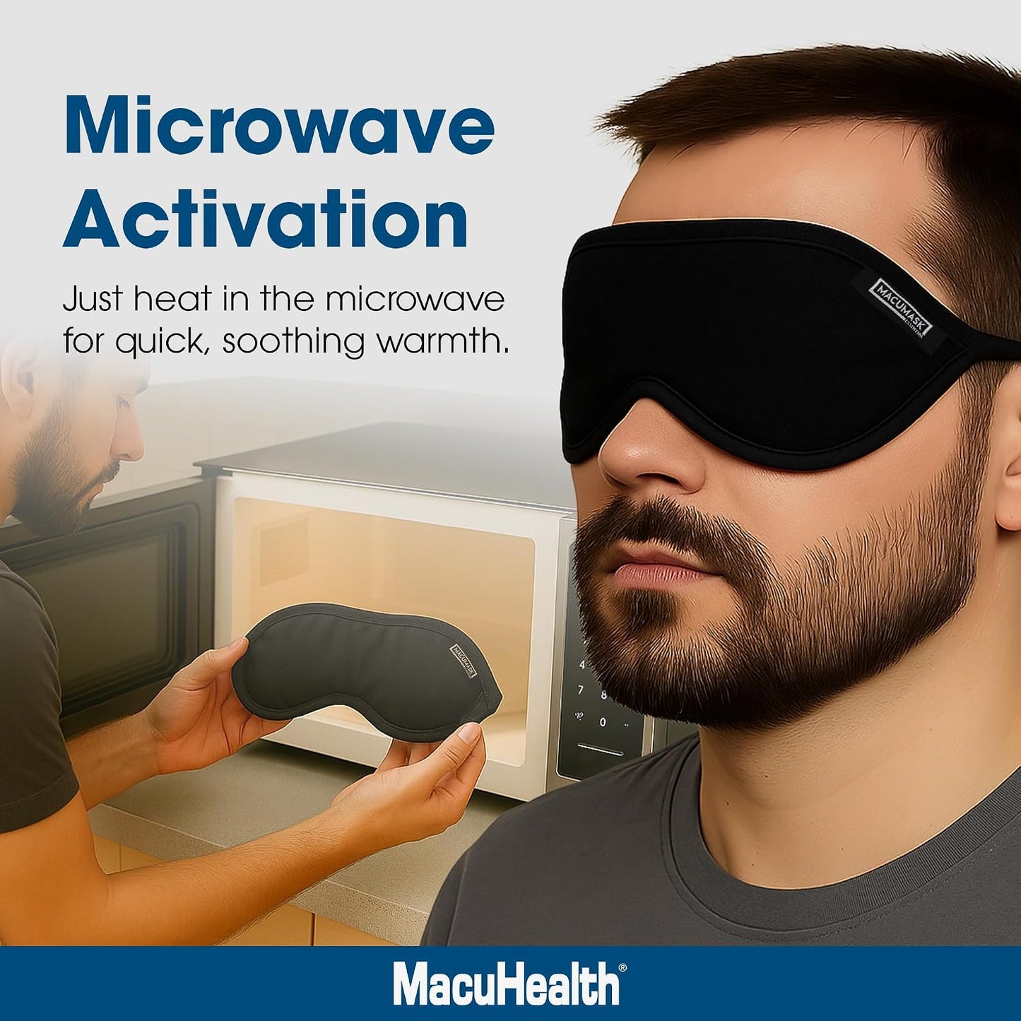 MacuHealth MacuMask Essential Moist Heat Eye Compress SterilEyes Technology | Adjustable fit system, Dual temperature application, Even heat distribution, Travel-friendly design, Comfort-focused wear