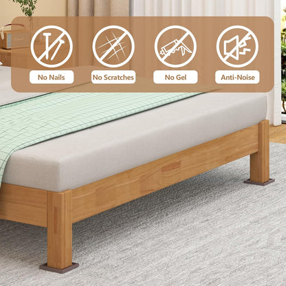 12Pcs 2.5in Furniture Coasters Non-Slip Bed Leg Pads Round Rubber Anti Sliding Caster Cups for Hardwood Floors Brown