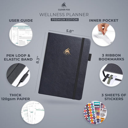 Clever Fox Wellness Planner & Food Journal for Weight Loss, A5 Orange | 5.8"x8.3" nutrition & exercise tracker for women tracking meals, diet & symptom diary, calorie counter notebook, stickers