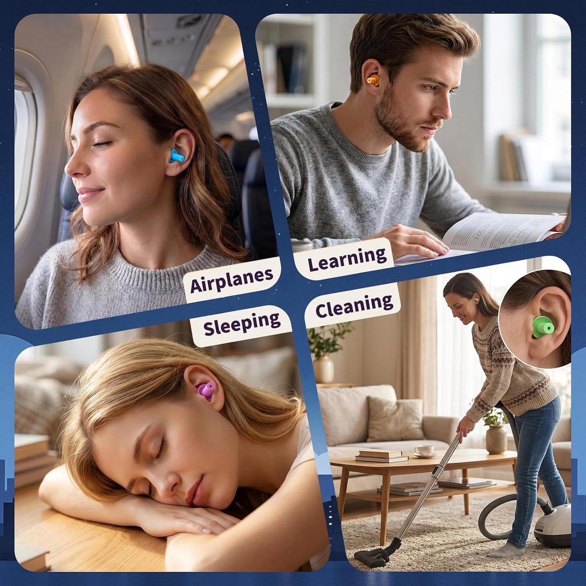 20 Pairs Ear Plugs for Sleeping, Reusable 32 dB (NRR) Noise Reduction for Side Sleepers, Swimming, Showering, Travel, Soft & Comfortable Fit, Hearing Protection, Comes with Separate Storage Cases