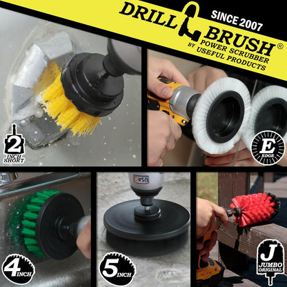 Grout Cleaner Kit - Bathroom Drill Brush Attachment Set - Shower Cleaner | Household Cleaning Supplies - Tub Scrubber - Toilet Brush - Spotless Tiles - Power Scrubbing Nylon Bristles
