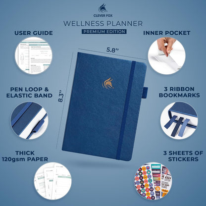 Clever Fox Wellness Planner & Food Journal for Weight Loss, A5 Orange | 5.8"x8.3" nutrition & exercise tracker for women tracking meals, diet & symptom diary, calorie counter notebook, stickers