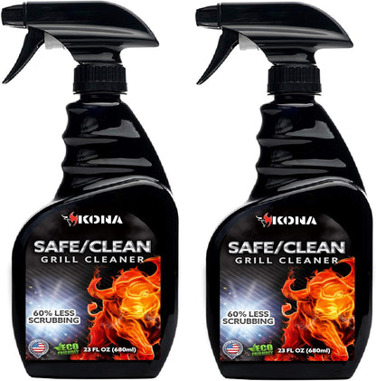 Kona Safe/Clean Grill Cleaner Spray, 23 oz - Heavy-Duty No-Drip Gel | heavy-duty no-drip gel formula, BBQ grate degreaser, 23 oz spray bottle