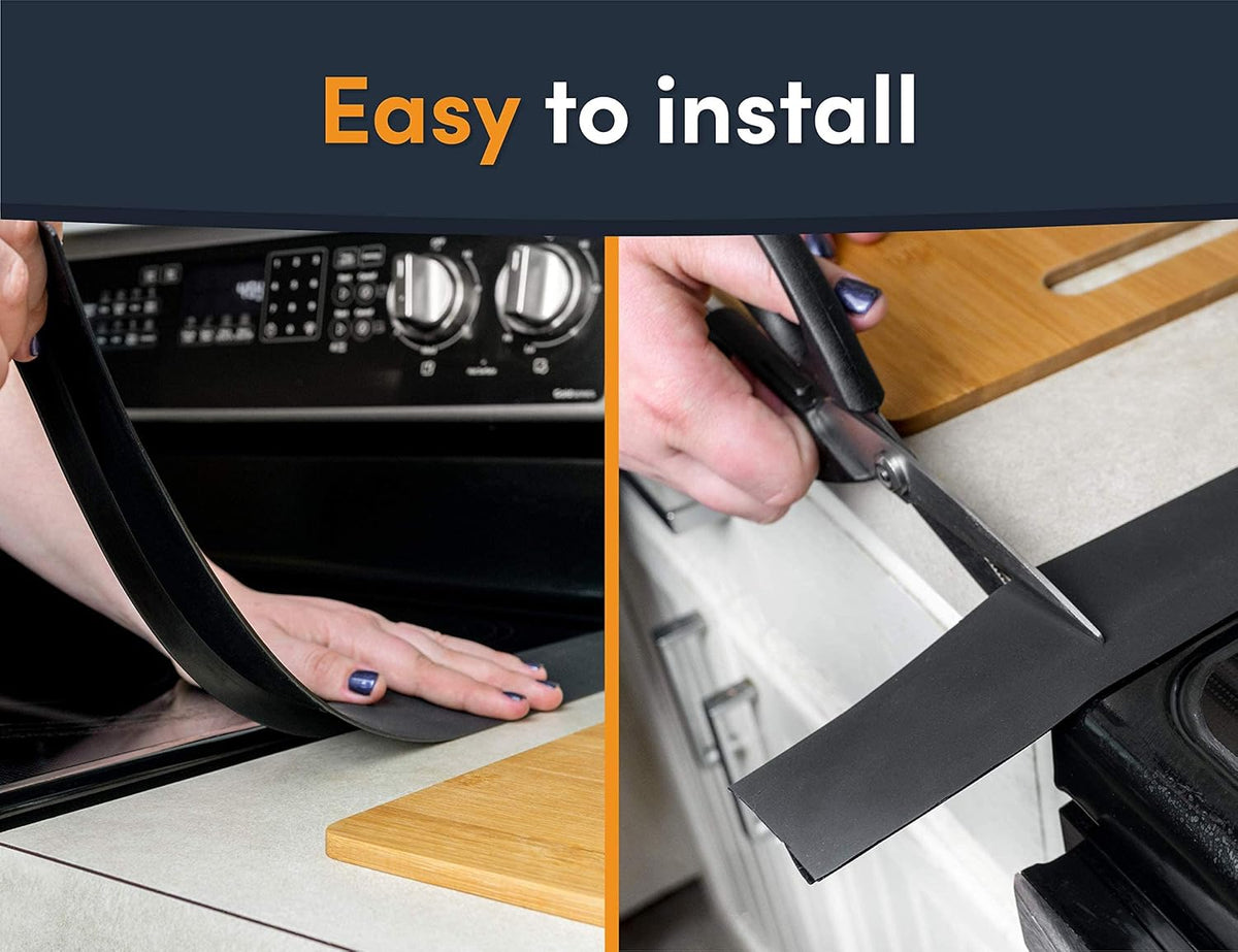 Linda’s Essentials Silicone Stove Gap Covers (2 Pack), Heat Resistant Oven Gap Filler Seals Spaces Between Stovetop and Counter, Easy to Clean Stove Side Guard (25 Inches, Clear)