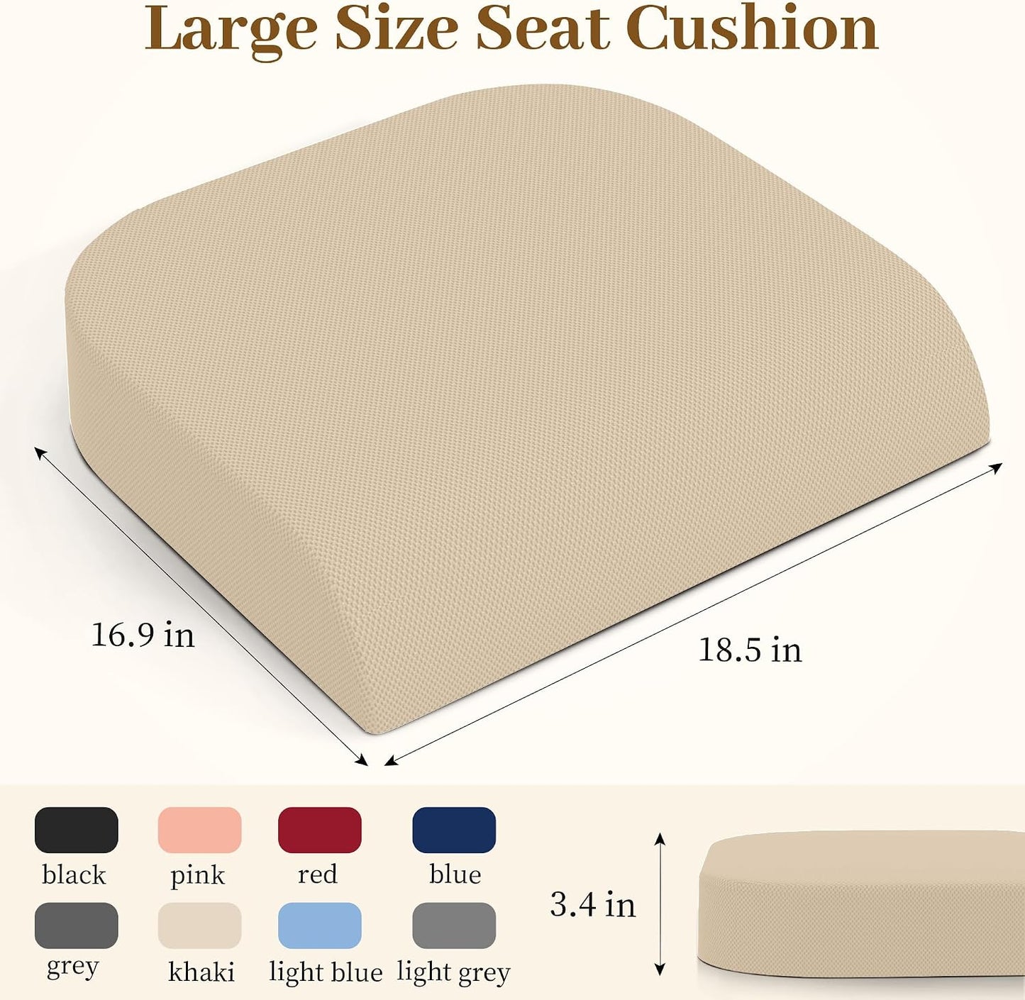 TranquilRelax Memory Foam Seat Cushion for Office Chair, 3-Inch, Black | Medium-firm Support for Long Sitting, Washable Mesh Cover, Non-slip Base, Perfect for Car Seats & Short Drivers