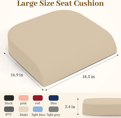 TranquilRelax Memory Foam Seat Cushion for Office Chair, 3-Inch, Black | Medium-firm Support for Long Sitting, Washable Mesh Cover, Non-slip Base, Perfect for Car Seats & Short Drivers