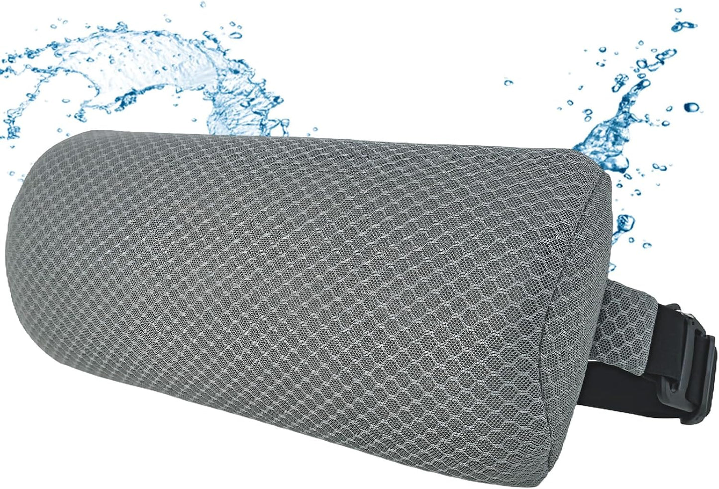 1 Pack Headrest Pillow for Patio Chaise Lounge,Recliner,Beach Chair,Gray | Resilient 3D mesh pillow with removable washable cover, adjustable elastic strap, ergonomic support, lightweight portable