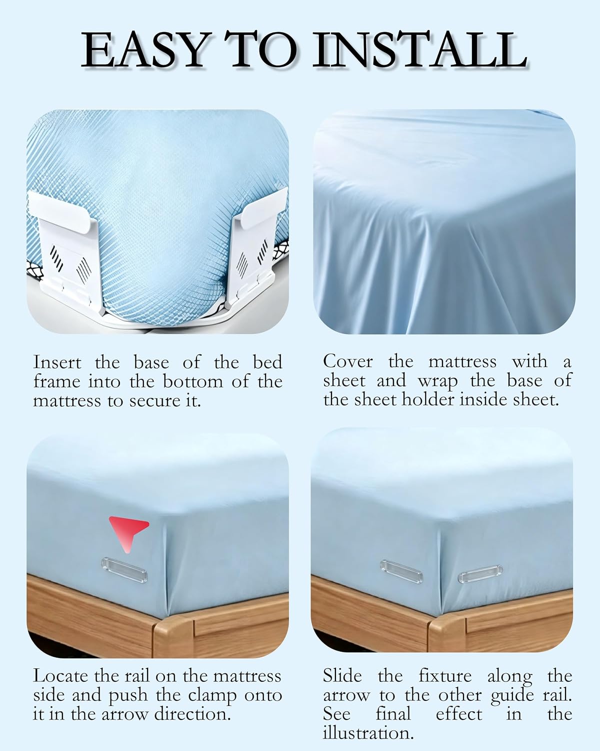 Bed Sheet Grippers 4pc Upgrade for Corners,NonSlip Heavy Duty Sheet Holders