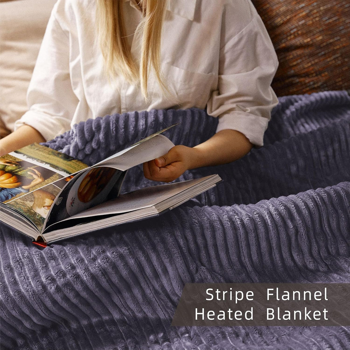 Heated Blanket 50x60”, 3 Hours Auto-Off Electric Blanket, Grey