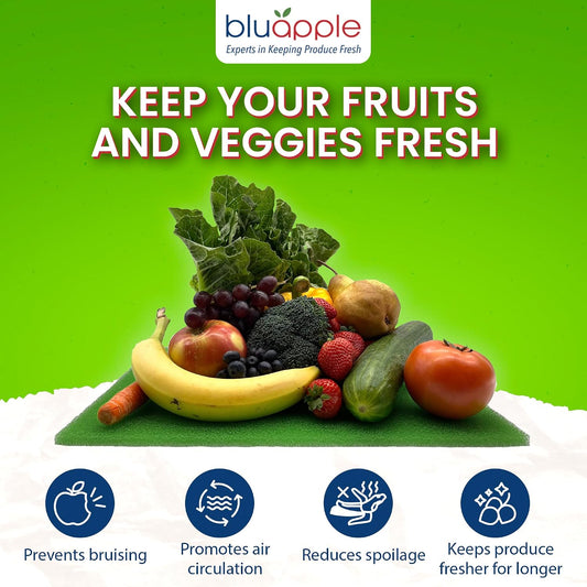 Bluapple FreshMats Fridge Bin Liners, Green, 12x15, Set of 4 Mats