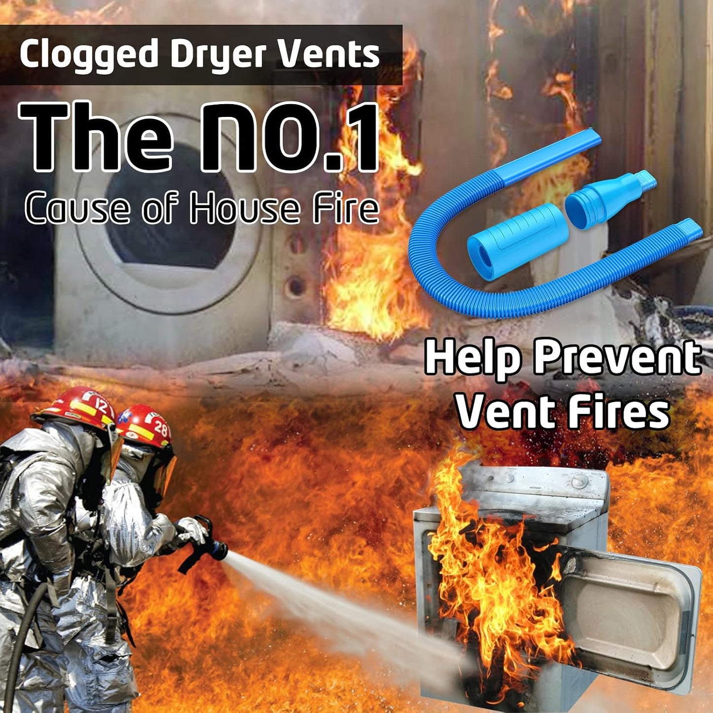 PetOde Dryer Vent Cleaner Kit – Dryer Vent Vacuum Hose Attachment Blue | Dryer Vent Cleaning Hose Reach Deep Inside Vents - Remove Hidden Lint, Speed Drying & Reduce Fire Risk