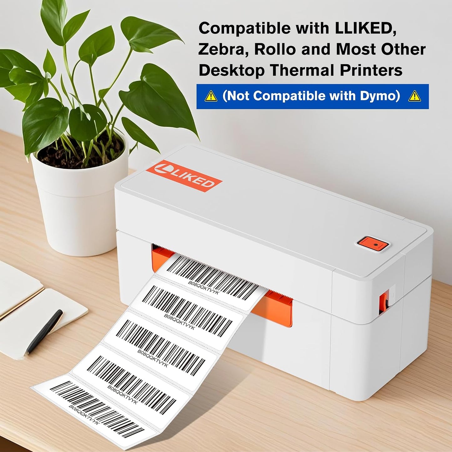 L LIKED 2" x 1" Thermal Labels, Blank Removable Labels with No Residue, Water and Oil Resistant, Use for Both Home and Office (1 Roll, 1300 Labels)