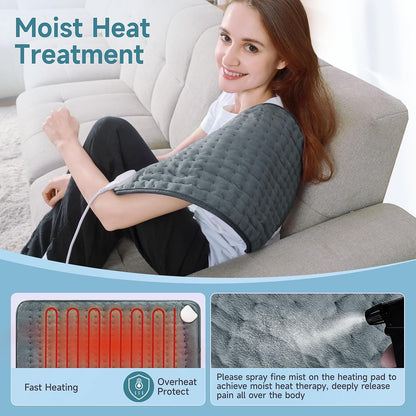 NBKLS Heating Pads for Back Neck Shoulder Pain, Electric Heating Pad Auto Shut Off, Fast Heat, Large Heating Pad Christmas Gift for Women Men, Birthday Gifts for Mom Dad (Blue)
