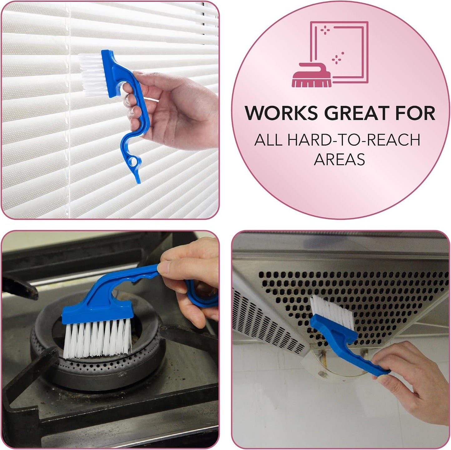 Slick- Window Track Cleaning Brush, 2 Pack, Yellow/Purple Ergonomic Handle, Built-in Scraper, Multipurpose, Window Track Cleaning Tools
