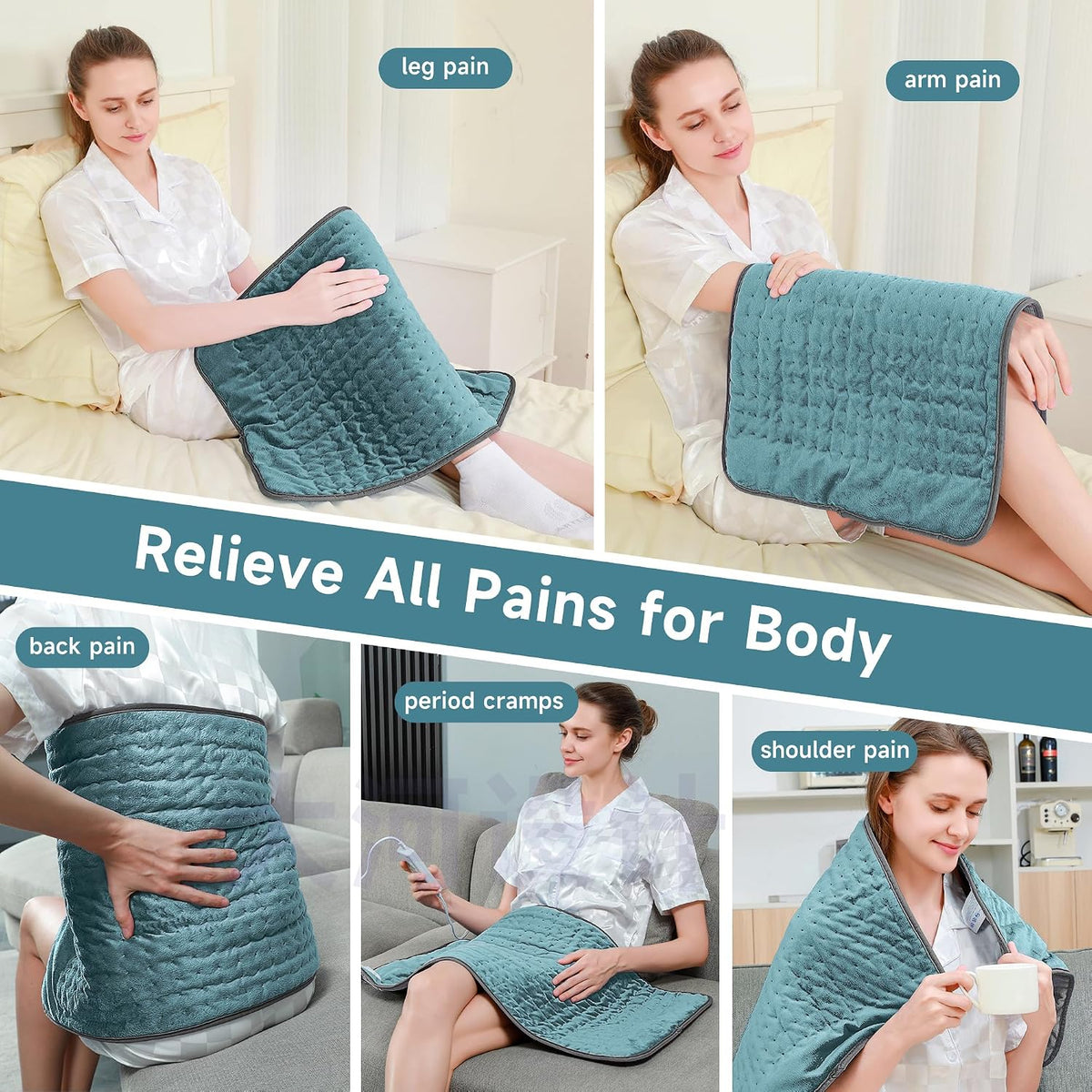 NBKLS Heating Pads for Back Neck Shoulder Pain, Electric Heating Pad Auto Shut Off, Fast Heat, Large Heating Pad Christmas Gift for Women Men, Birthday Gifts for Mom Dad (Blue)