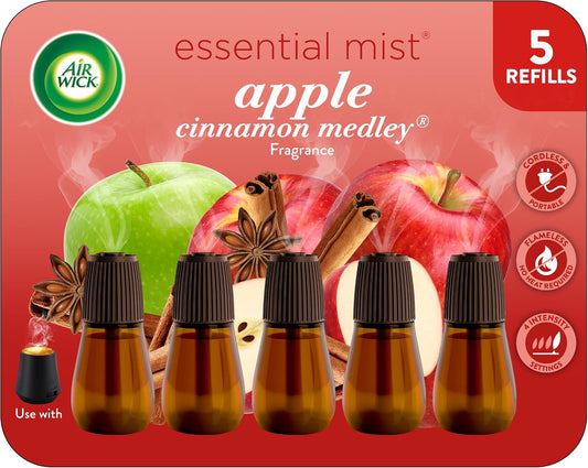 Air Wick Essential Mist Diffuser Oil Refill Apple Cinnamon Medley, 5ct