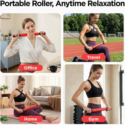 Wooden Cellulite Massage Roller for Legs and Thighs - Handheld Fascia Blaster Tool for Muscle Relief, Lymphatic Drainage & Body Sculpting - Anti Cellulite Massager for Women and Men (12 Wheel)