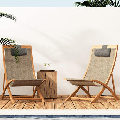 Marsui 2 Pcs Chaise Lounge Headrest Pillow Beach Chair Pillow for Adult Outdoor All Weather Patio Swim Pool Sunbathing Recliner Neck Rest Cushion Supplies with Non Slip Weighted Tail(Dark Grey)