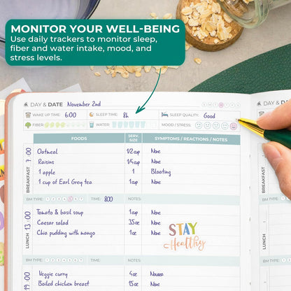 Clever Fox Food Sensitivity Journal & Symptom Diary, 8.5x11 Purple