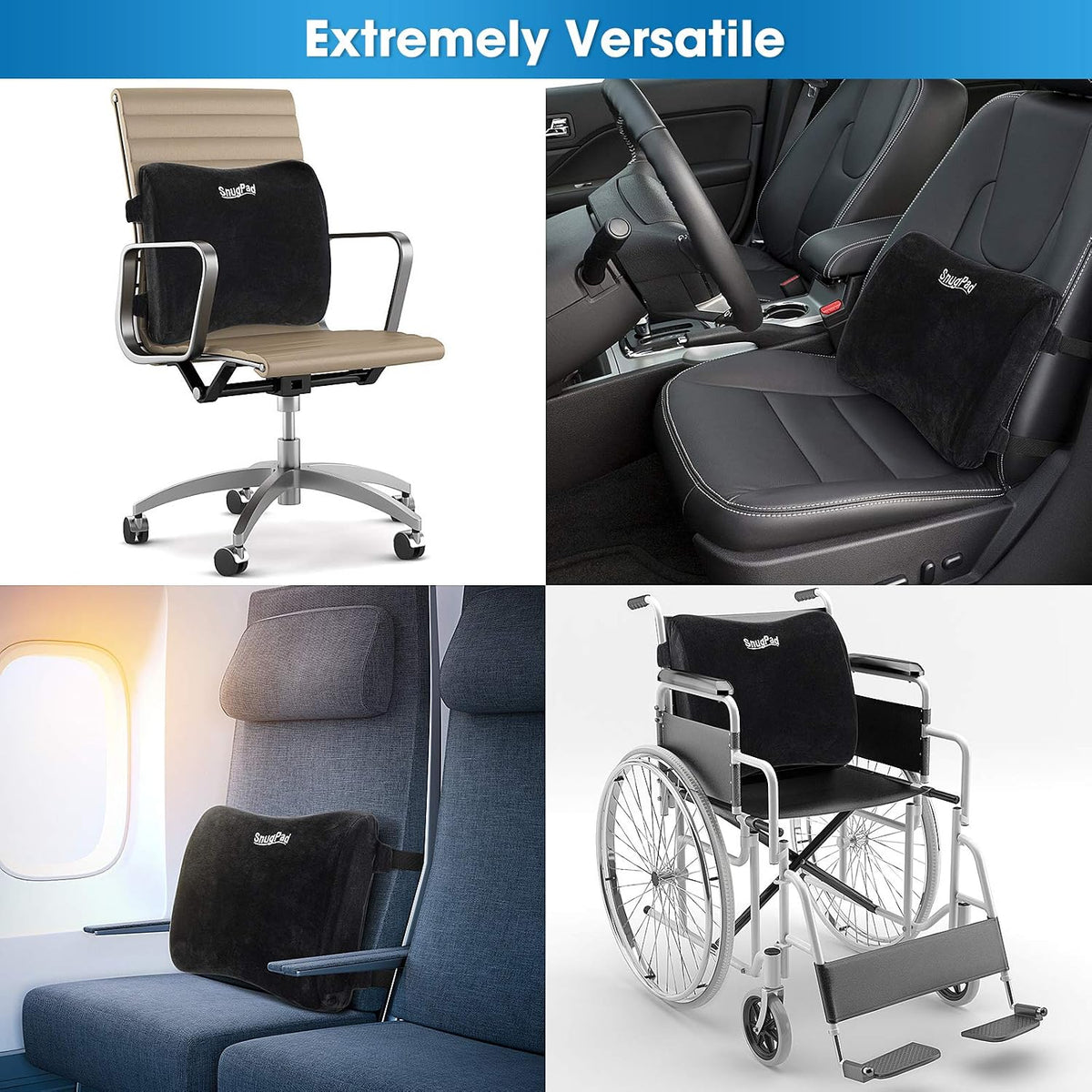 Orthopedic Memory Foam Seat Cushion for Office Chair Sciatica Tailbone Back Pain Relief Sitting Pillows - Truck Driver Cars Front Seats Pillow Wheelchair Kitchen Chairswith with No-Slip Bottom