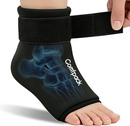 Comfpack Ankle Ice Pack Wrap - Reusable Hot & Cold Therapy | Flexible gel wrap for 360° foot pain relief, perfect for plantar fasciitis & sprains.
