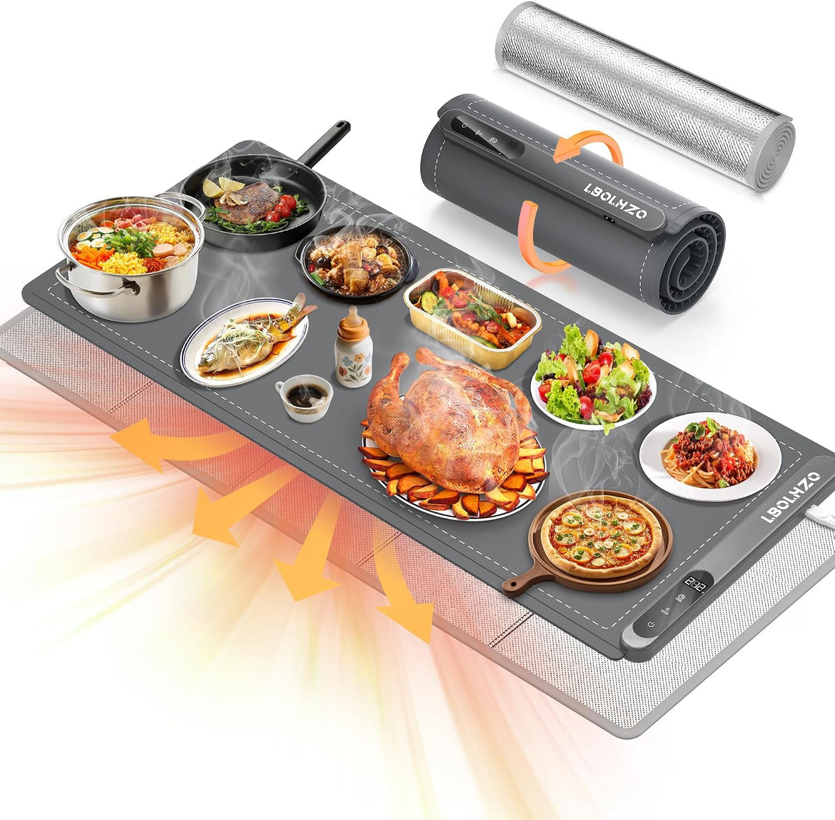 Warming Mat For Food Extra Large 36"x16" 580W Food Warming Mat Buffet Servers and Warmers,Chafing Dishes for Buffet 6 Temp 6 Hour,Roll Up Food Warmers for Parties Buffet Catering Gatherings